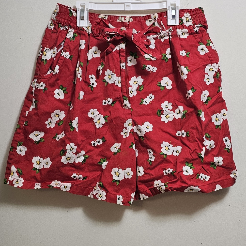 Karen Scott Women's Red Floral Bermudas